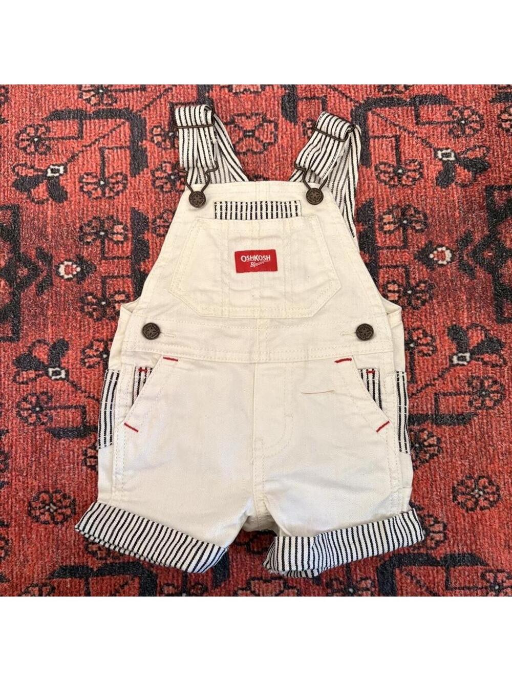 Oshkosh B Gosh Kid's White and Cream Dungarees-overall